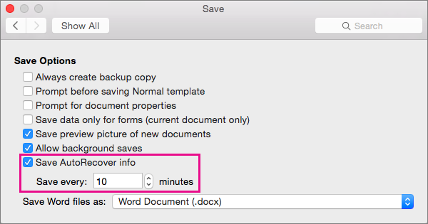 recommended word doc format for mac
